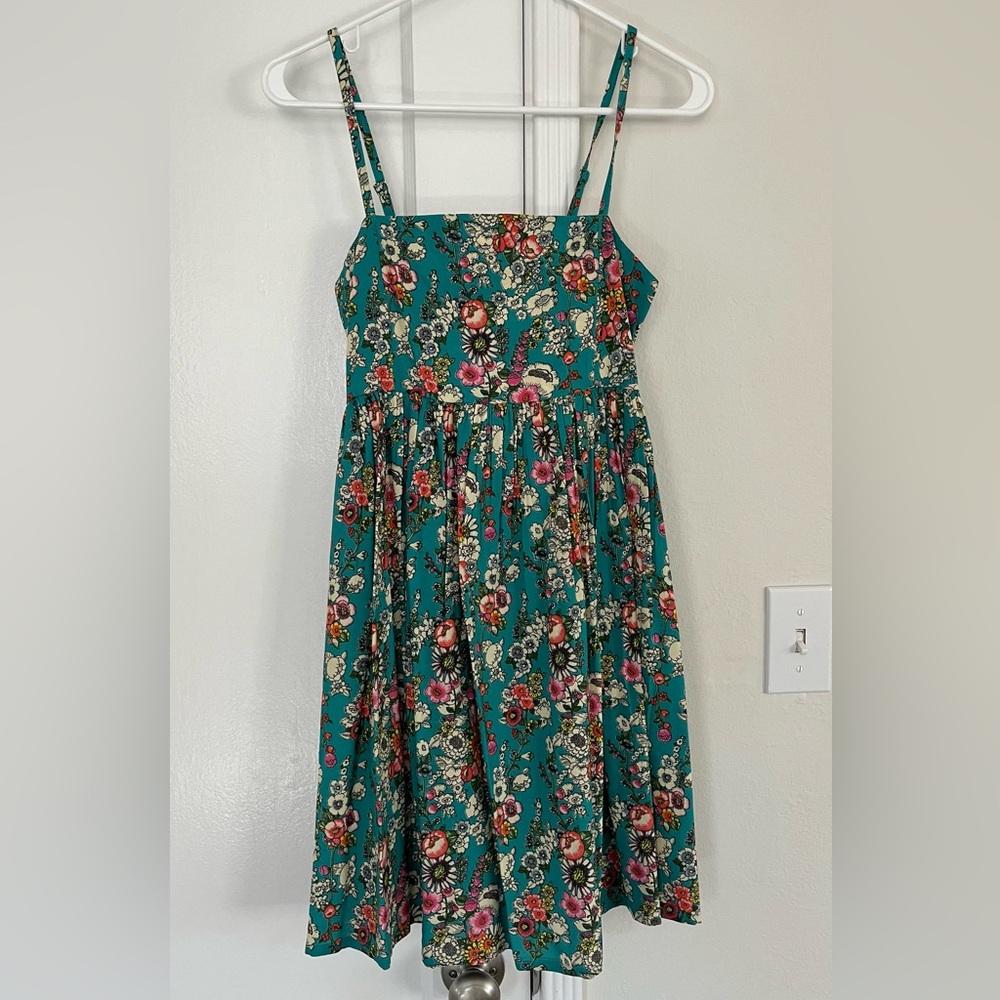 NATURAL LIFE Teal Floral Mini Dress with Pink & White Accents